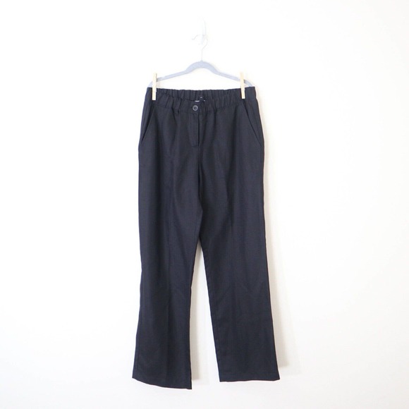 Eileen Fisher Size 4 Petite Tencel Linen Button Front Pants Straight Leg Black - Picture 1 of 8